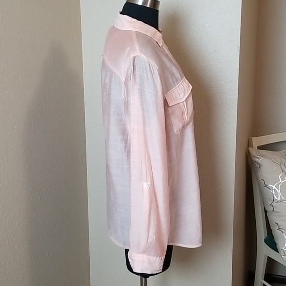 Chicos Button Front Long Sleeve Semi Sheer… - Picture 3 of 6